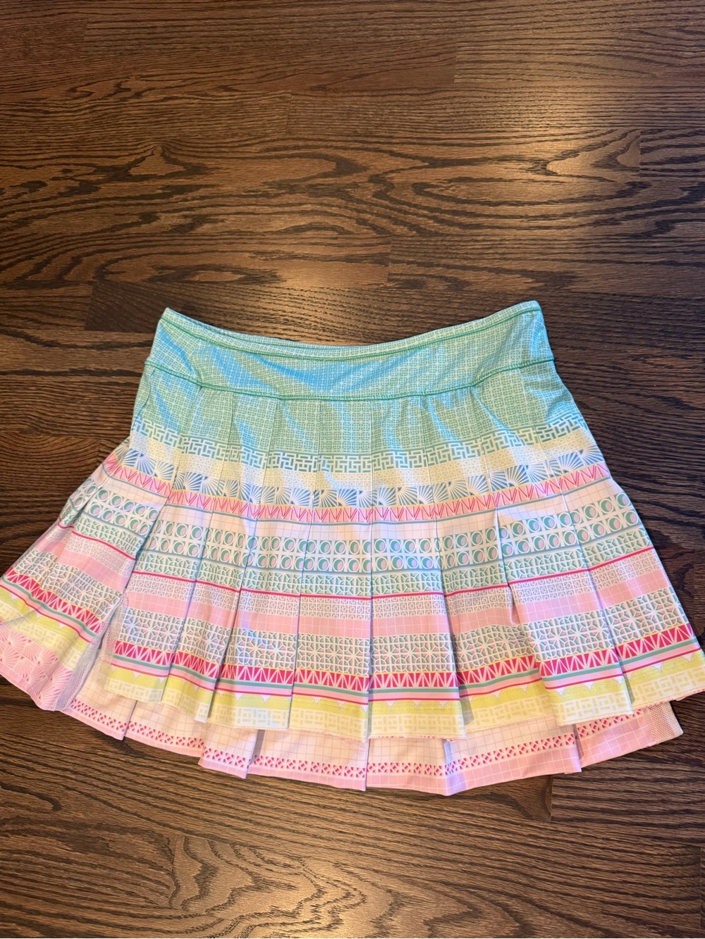 Pastel Lucky in Love  Patterned Pleated Women’s Skirt - Pink, Mint & Yellow